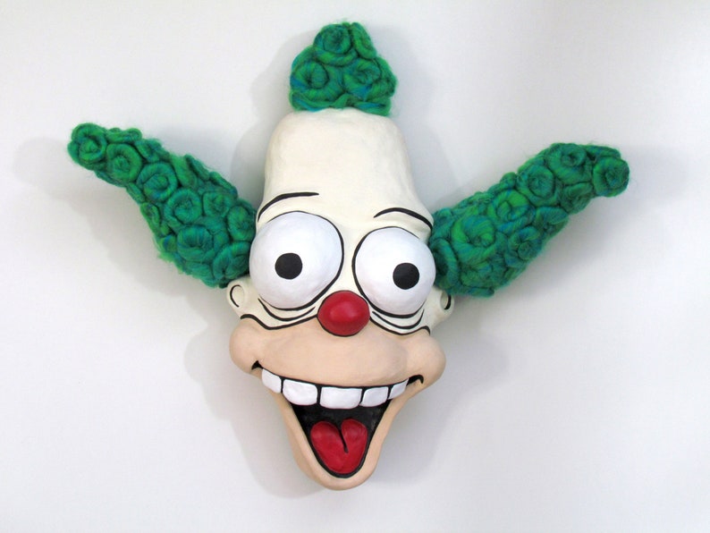 Krusty the Clown Inspired Face Sculpture 17X17 Wall Hanger The Simpsons image 1