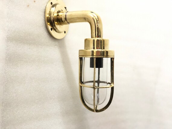NEW NAUTICAL MARINE SHIP SOLID BRASS SWAN PASSAGEWAY LIGHT WITH SHADES ONE PCS 