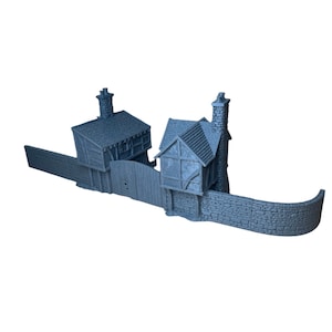 Briarwood Gatehouse and Walls, Dark Realms, Bree inspired, 3D printed tabletop terrain, MESBG, TTRPG, DND