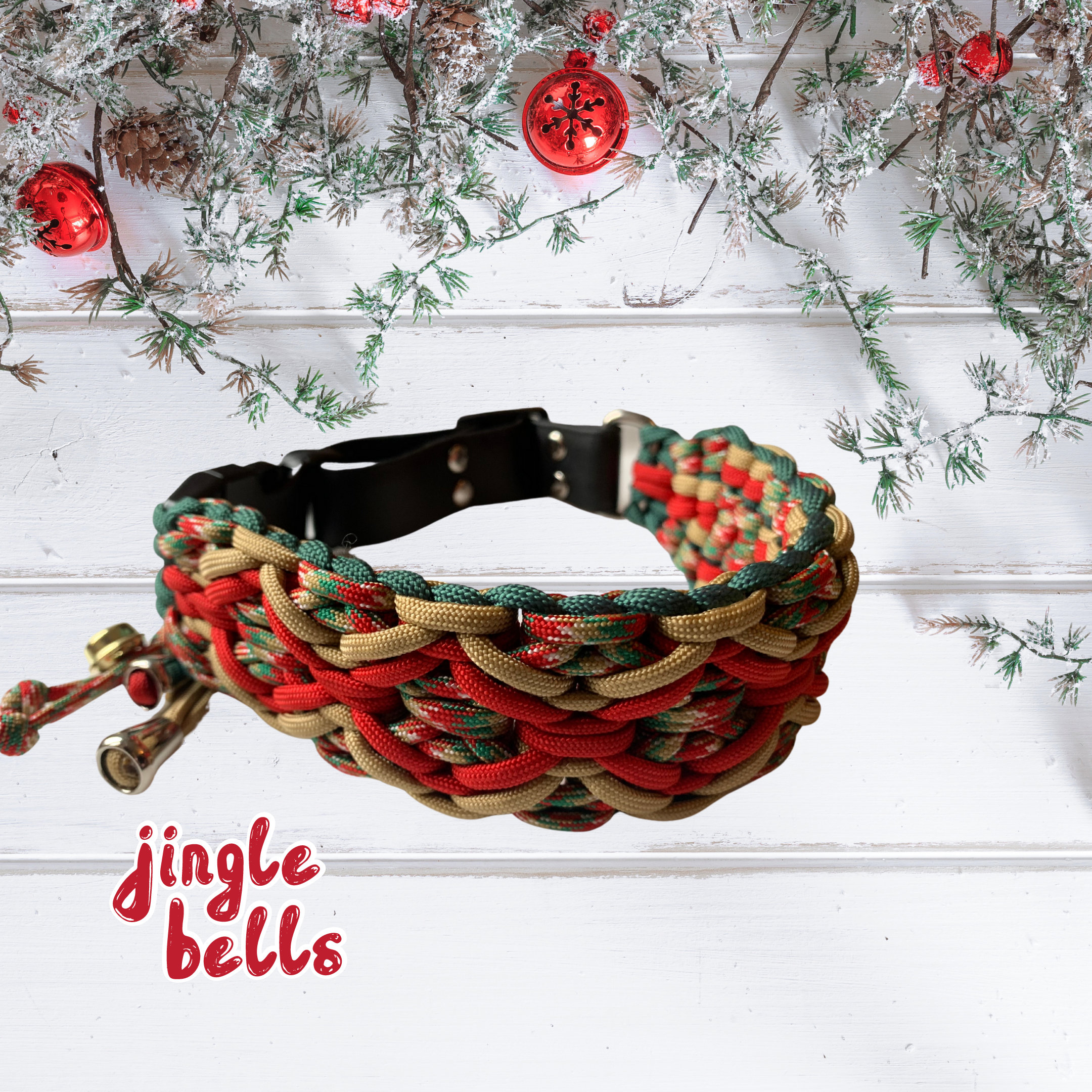 Adjustable Jingle Bells Dog Collar. Made from Paracord with Etsy