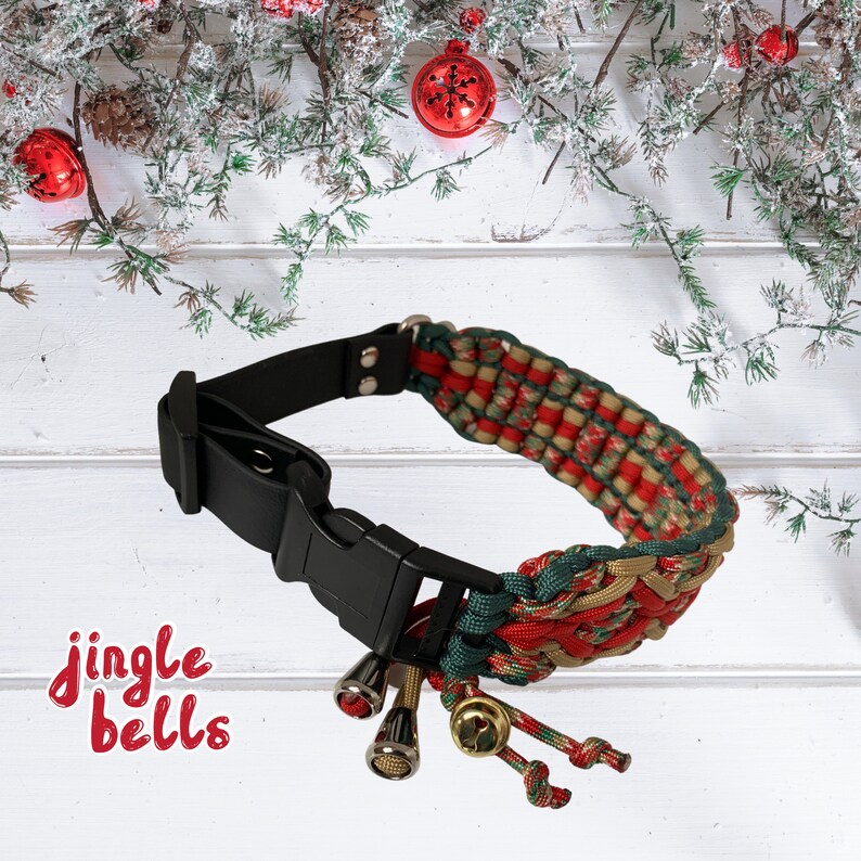 Adjustable Jingle Bells Dog Collar. Made from Paracord with Etsy