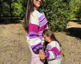 matching jumpers mum and son