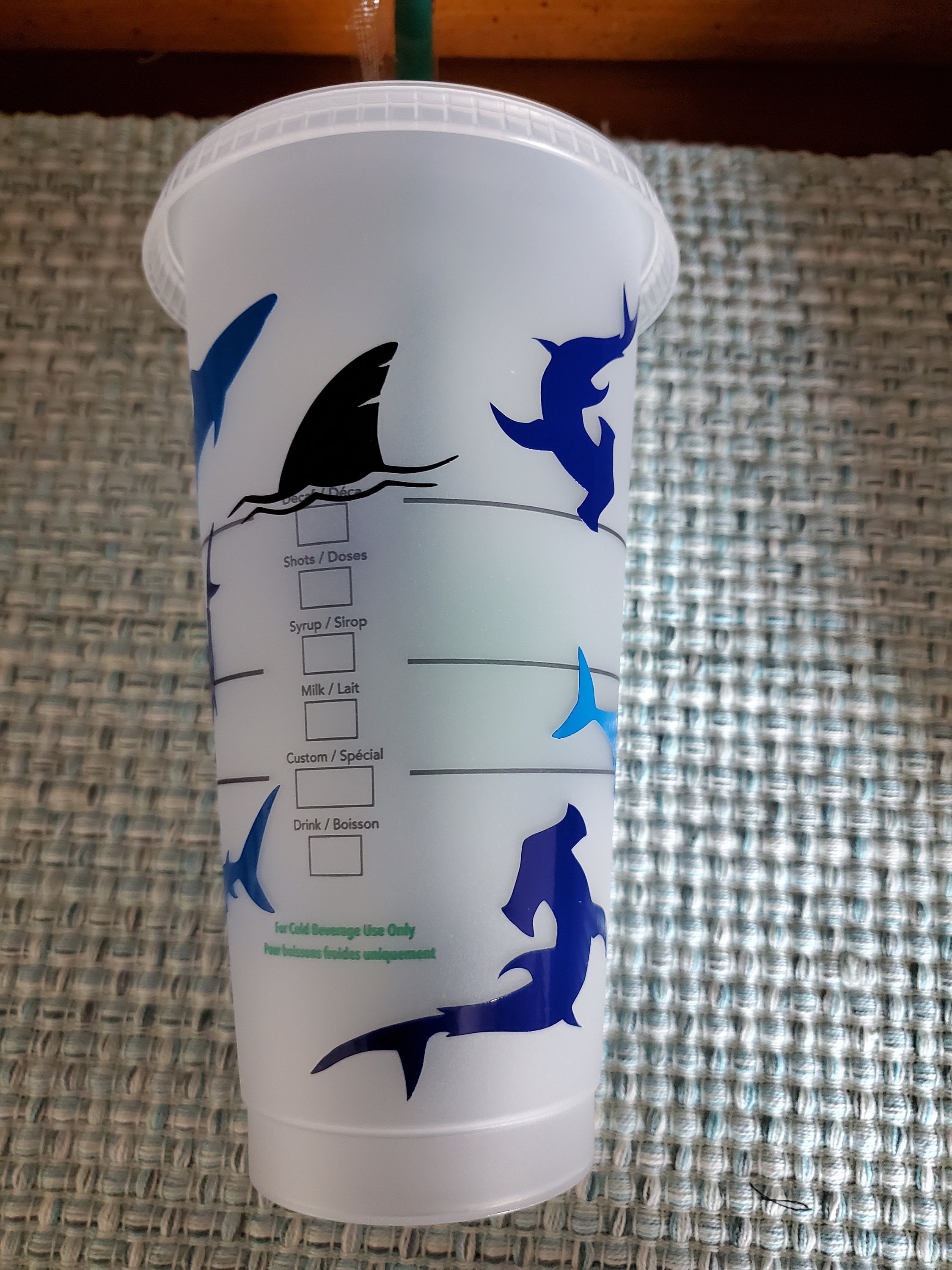 Shark starbucks cup shark decals shark tumbler personalized Etsy