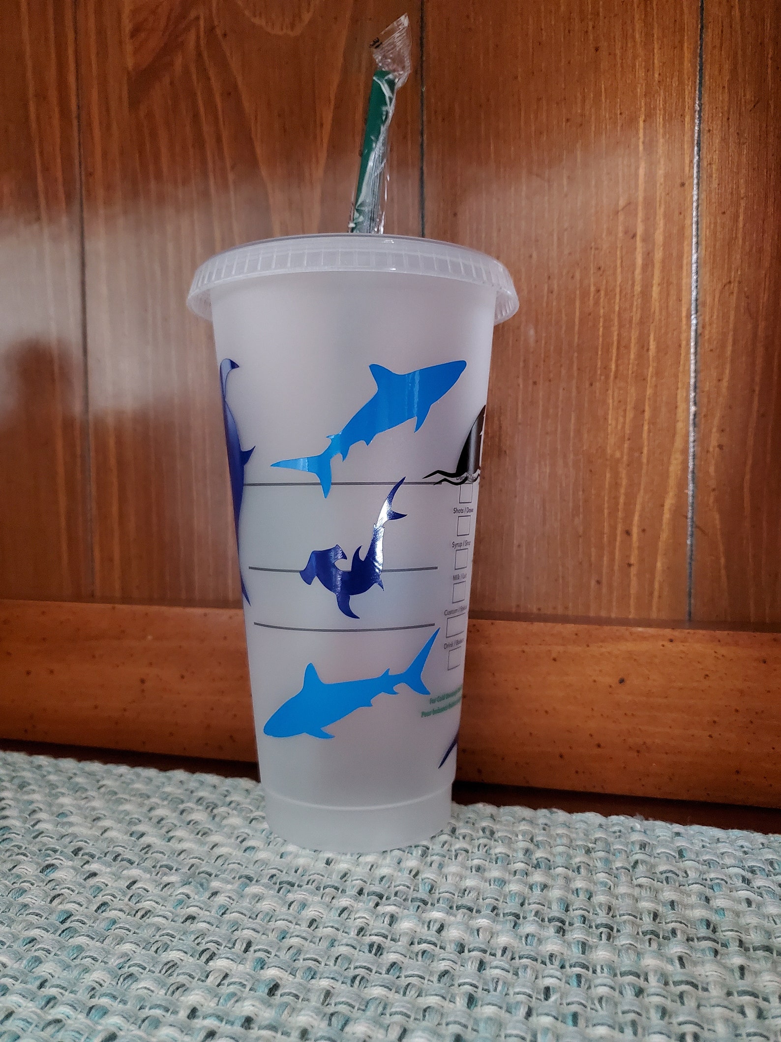 Shark starbucks cup shark decals shark tumbler personalized Etsy