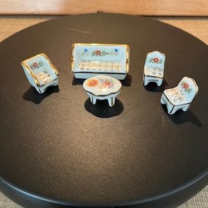 Vintage Limoges Miniature Dollhouse Living Room Furniture