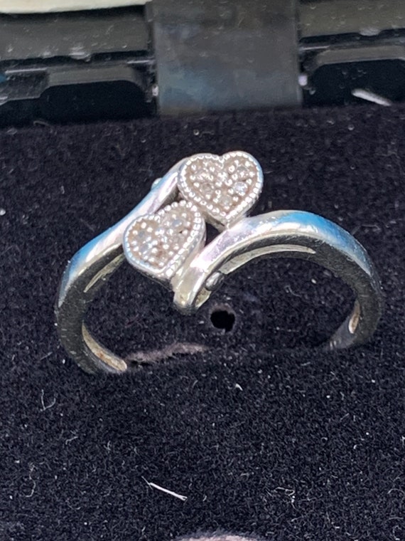 Double Heart sterling silver ring