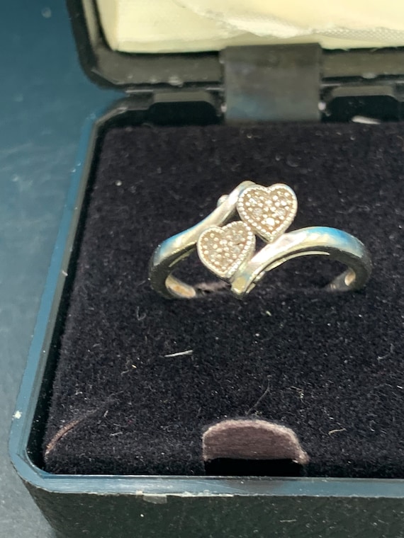Double Heart sterling silver ring - image 2