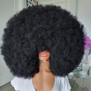 READY tO SHIP TODAY- Jumbo Afro kinky Wig 100% Handmade Natural 4c Hair Afro Kinky Wig.Displayed color 1,also available in other colors