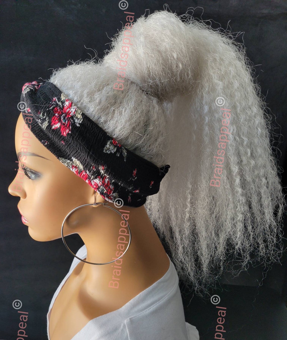 Platinum White Ponytail headband wig. Etsy