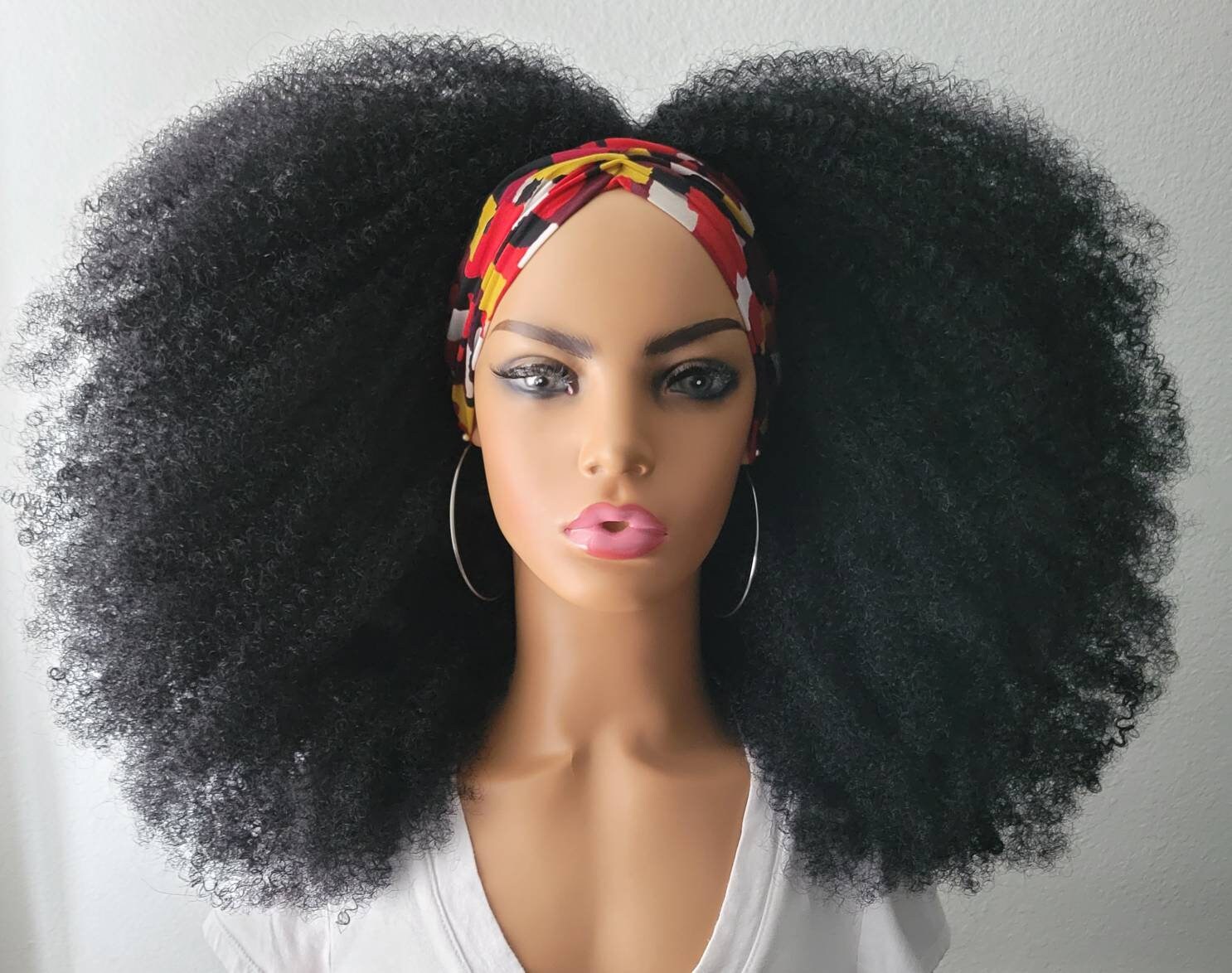 Super full Handmade Afro headband wig Etsy