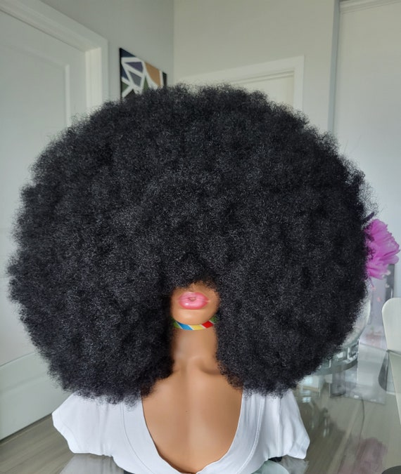 Jumbo Afro Kinky Wig 100 Handmade Natural 4c Hair Afro Kinky Wig.displayed Color 1 also Available in Other Colors Etsy