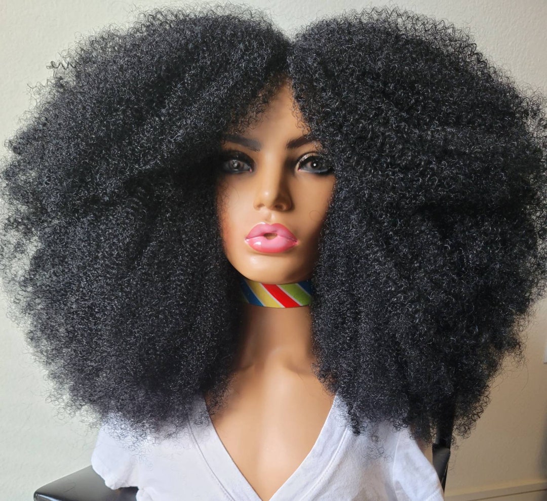 Super Full Afro Kinky Wig 100 Handmade Natural 4c Hair Afro Kinky Wig
