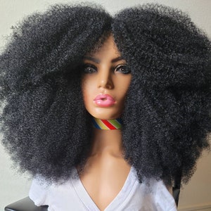 Super full Afro kinky Wig 100% Handmade Natural 4c Hair Afro Kinky Wig.Displayed color 1