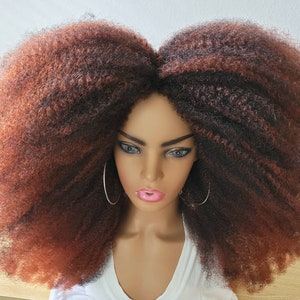 Super full Afro kinky Wig Handmade Natural 4c Hair Afro Kinky Wig.Displayed color is T350 also available in other colors