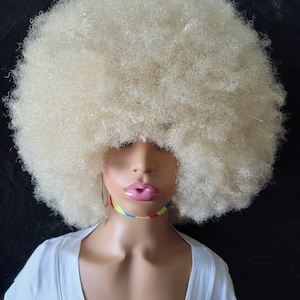 READY TO sHip TODAY- - Afro kinky Wig:Handmade Natural looking full 4c Hair Afro Kinky Wig. Col 613 Blonde