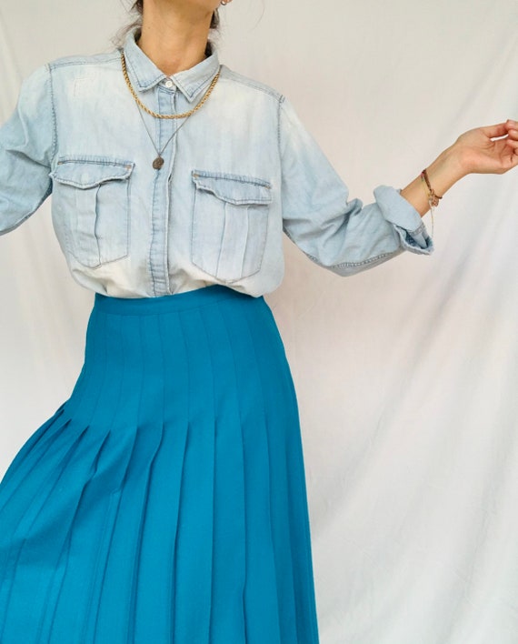Combed wool pleated skirt
