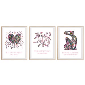Museum Exhibition | Printable Gallery Wall | Set of 3 | Matisse, Picasso, Haring | Floral Pattern