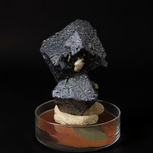 Twinned Galena Crystals with Pyrite - Bounhas Mine, Oumjrane, Morocco - 3.5×2.5×1.7 cm