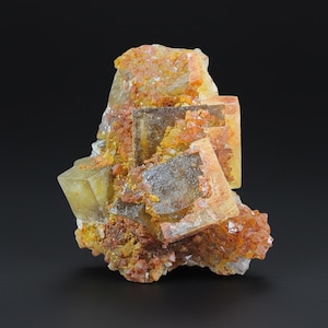 Fluorite with Colorful Hematite Quartz - Sidi Said Mining, Midelt, Morocco - Small Gemstone Crystal