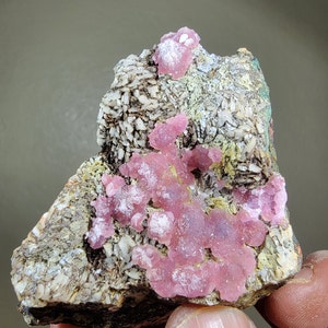 Cobaltocalcite with Conichalcite on Dolomite - Bou Azzer, Agdz, Morocco - 6×5.5×4 cm