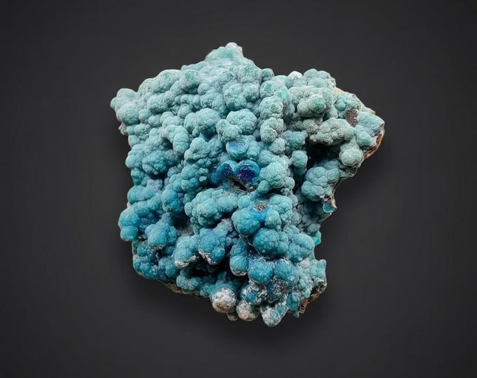 Chrysocolla with Azurite on Fluorite | Sidi Ayad Midelt Morocco Mineral Specimen | Rare Blue-Green Crystal Cluster | Collector Display