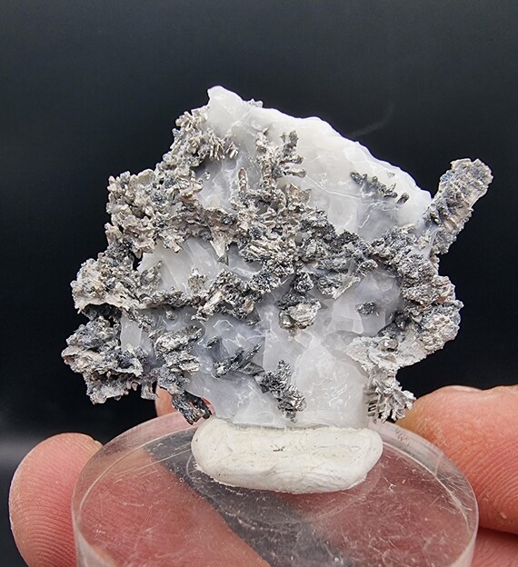 Dyscrasite Silver on Calcite – Bouismas, Bou Azzer, Morocco – Rare - Main Image