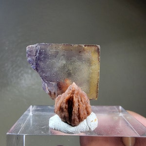 Yellow Purple Green Fluorite with Barite - El Hamda, Touroug, Morocco - 27×25×22 mm