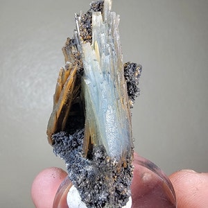 Blue Barite on Goethite - Bouismas Mine, Bou Azzer, Morocco - 5.5×3.5×2.5 cm