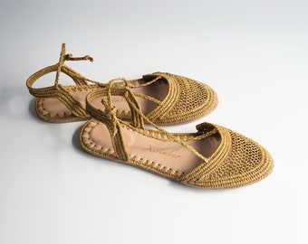 Handmade raffia sandals, summer sandals, women's summer shoes, beach shoes, ballerinas, Moroccan sandals, Roman sandals, mules