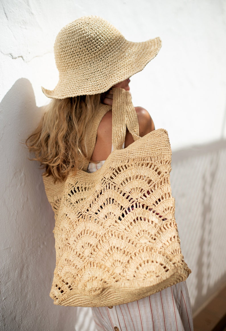 Bolso artesanal de rafia, bolso mujer, bolso verano, natural, tejido a mano, hecho en Madagascar, bolso de hombro, bolso de paja imagen 4