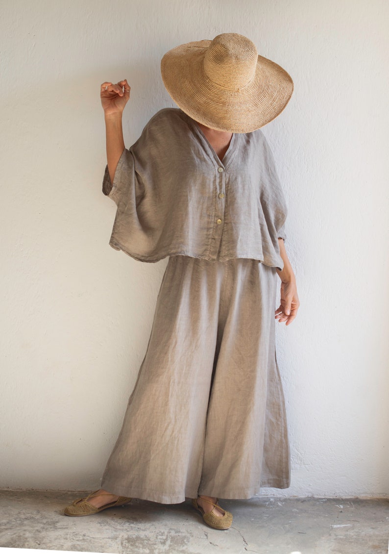 Wide linen pants, women linen trousers. image 2