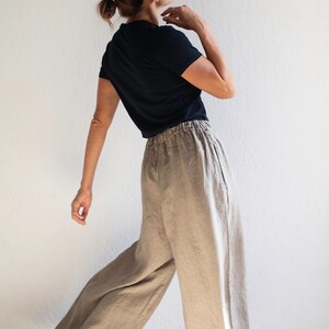 Wide linen pants, women linen trousers. Gray