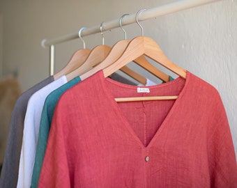 Blusa de lino para mujer, corte holgado para un estilo natural y comodidad en verano