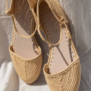 Handmade raffia sandals, summer sandals, women's summer shoes, beach shoes, ballerinas, Moroccan sandals, Roman sandals, mules image 3