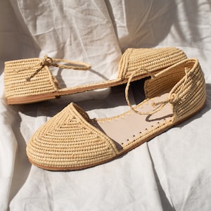 Handmade raffia sandals, summer sandals, women's summer shoes, beach shoes, ballerinas, Moroccan sandals, Roman sandals, mules image 5