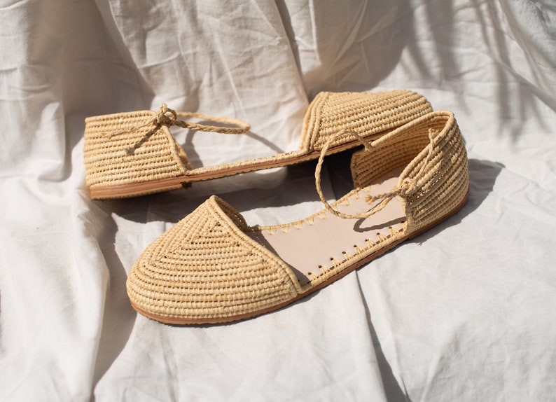 Handmade raffia sandals, summer sandals, women's summer shoes, beach shoes, ballerinas, Moroccan sandals, Roman sandals, mules image 5