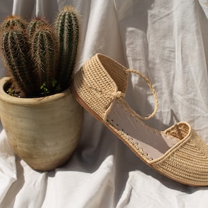 Handmade raffia sandals, summer sandals, women's summer shoes, beach shoes, ballerinas, Moroccan sandals, Roman sandals, mules image 1