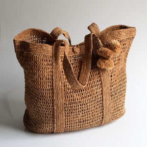 Handmade raffia bag, women's bag, summer bag, natural, hand-woven, made in Madagascar, shoulder bag, handmade tostado