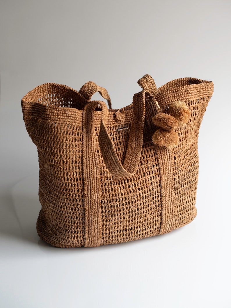 Handmade raffia bag, women's bag, summer bag, natural, hand-woven, made in Madagascar, shoulder bag, handmade tostado