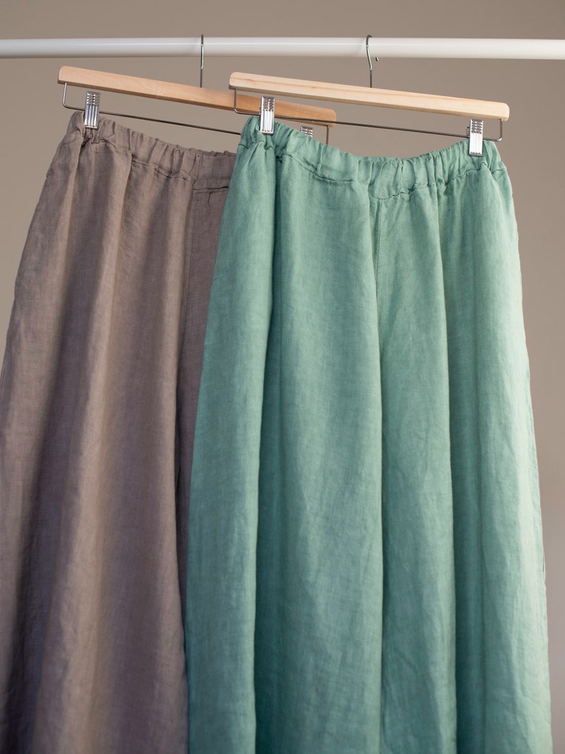 Wide linen pants, women linen trousers. image 7