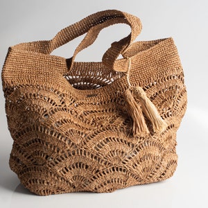 Bolso artesanal de rafia, bolso mujer, bolso verano, natural, tejido a mano, hecho en Madagascar, bolso de hombro, bolso de paja imagen 8