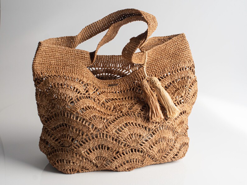 Bolso artesanal de rafia, bolso mujer, bolso verano, natural, tejido a mano, hecho en Madagascar, bolso de hombro, bolso de paja imagen 8