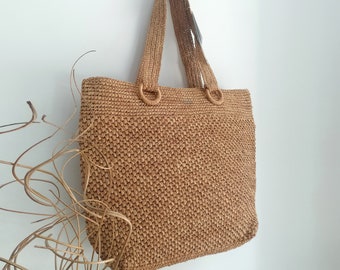 Raffia shopper bag, summer raffia bag for woman, hand woven.