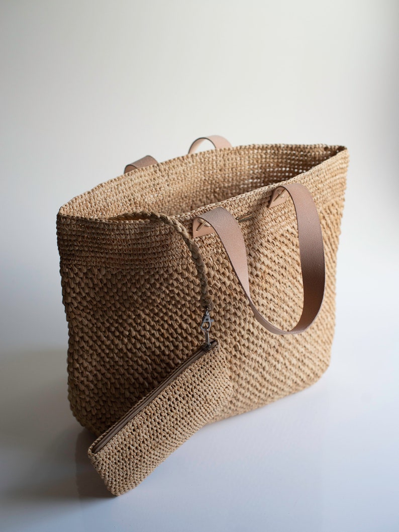 Handmade raffia bag, beach bag, women's bag, summer bag, natural, hand-woven, made in Madagascar, shoulder bag, image 6