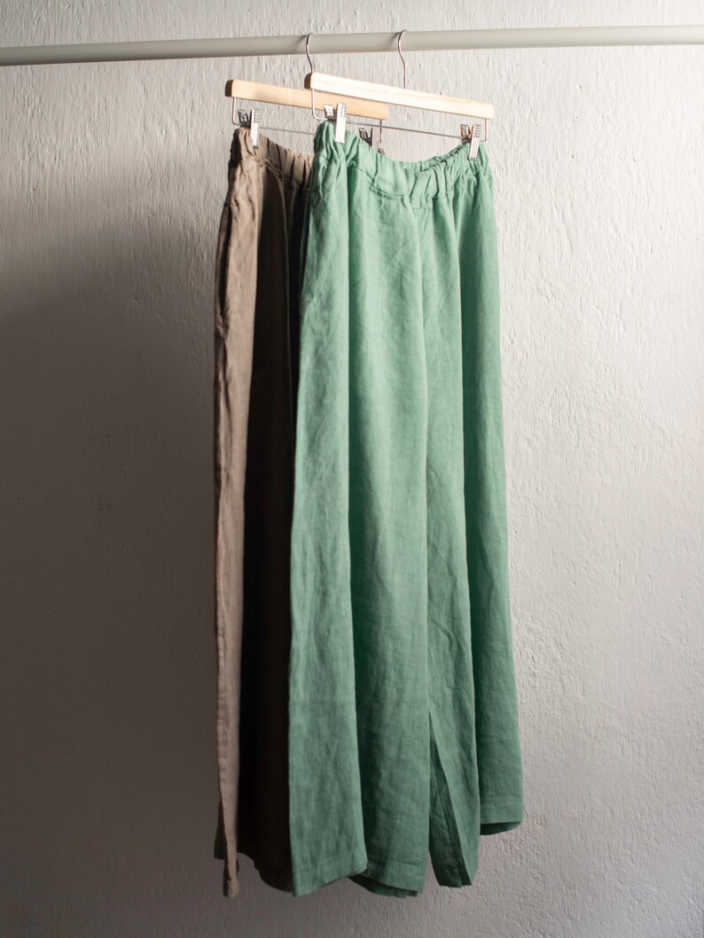 Wide linen pants, women linen trousers. image 5