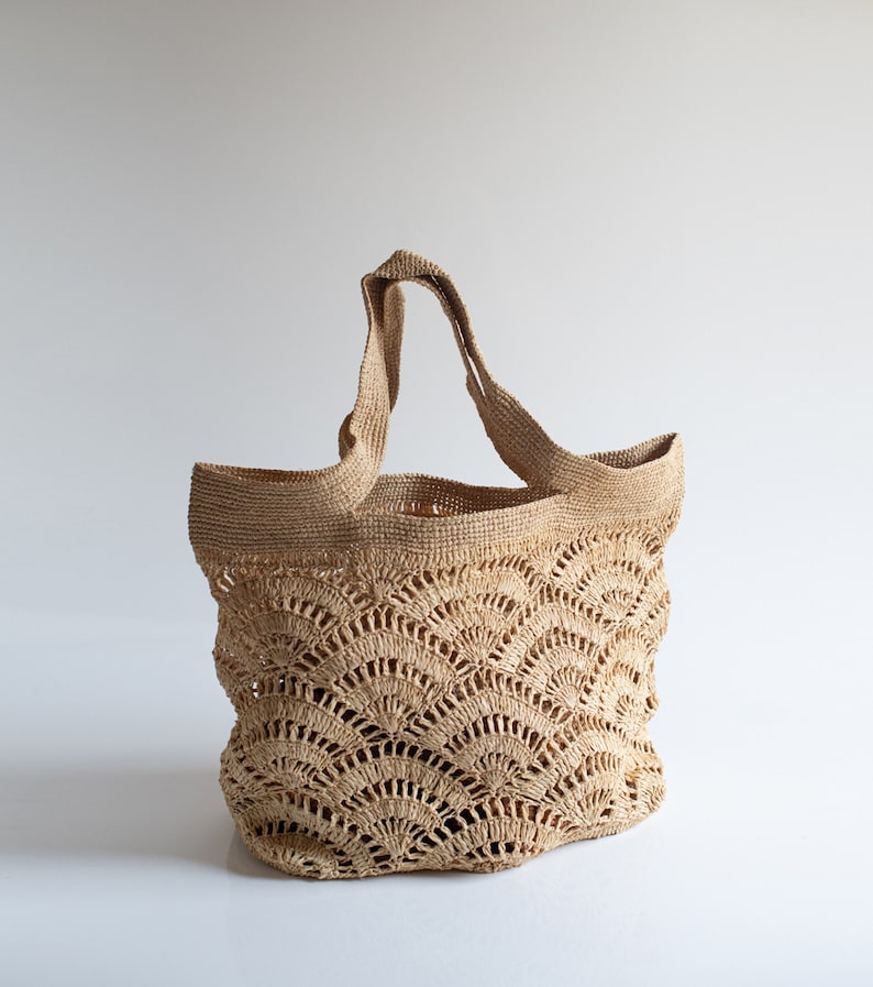 Bolso artesanal de rafia, bolso mujer, bolso verano, natural, tejido a mano, hecho en Madagascar, bolso de hombro, bolso de paja imagen 1