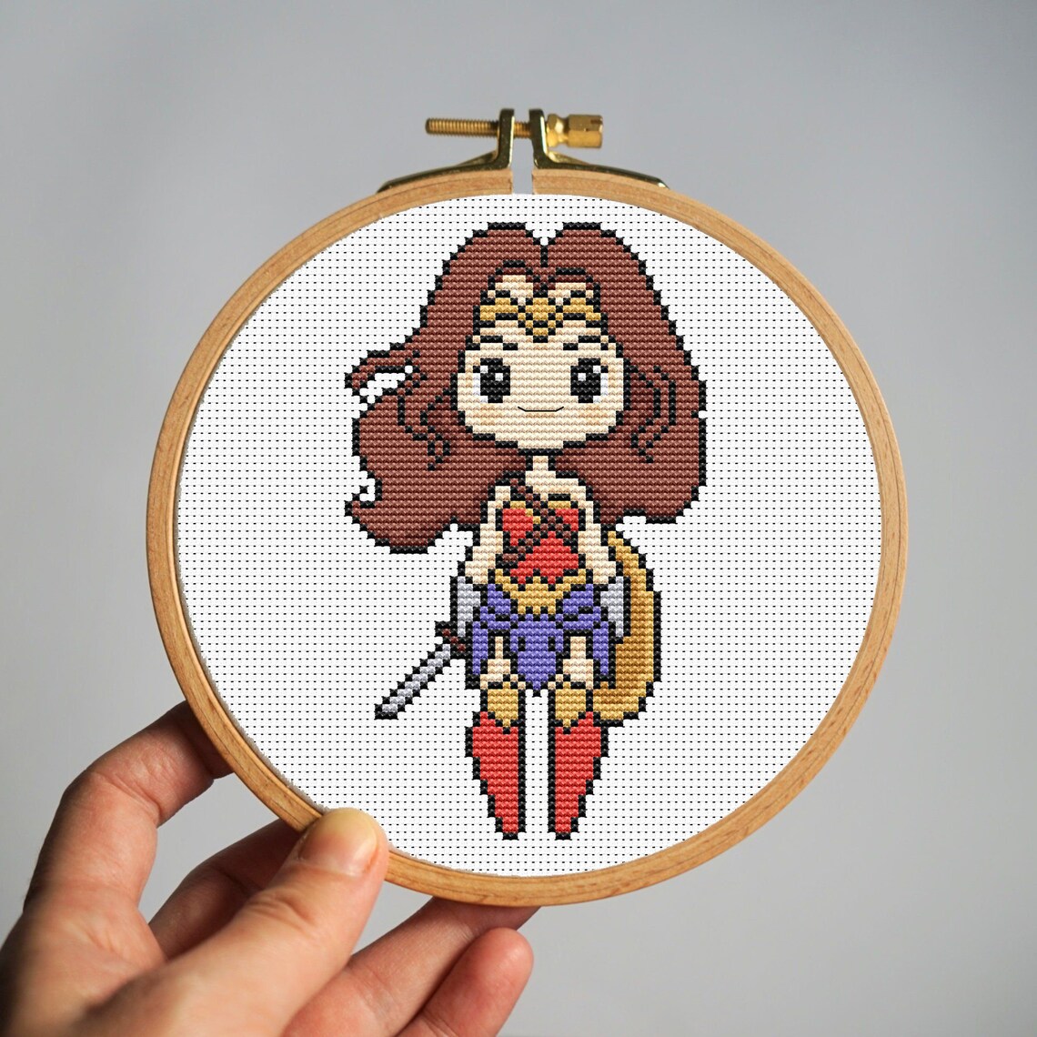 Wonder Woman Chibi cross stitch pattern pdf DC Comics Cross Etsy