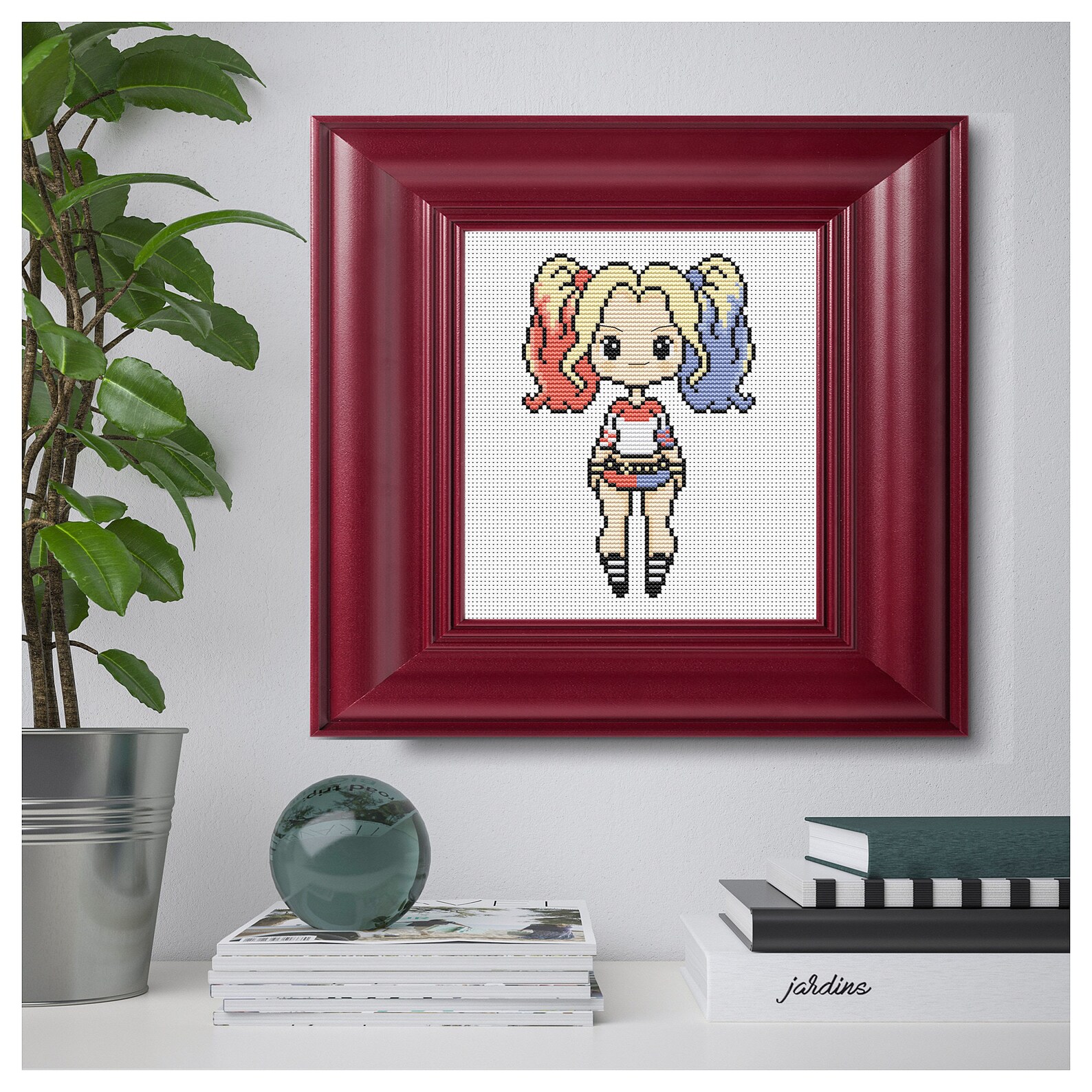 Harley Quinn chibi cross stitch pattern pdf DC Comics Cross Etsy