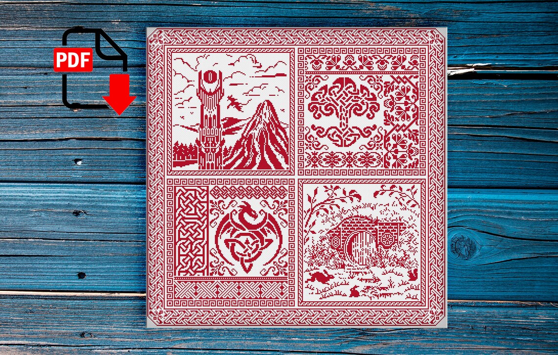 Sampler Cross stitch pattern fantasy cross stitch celtic cross Etsy