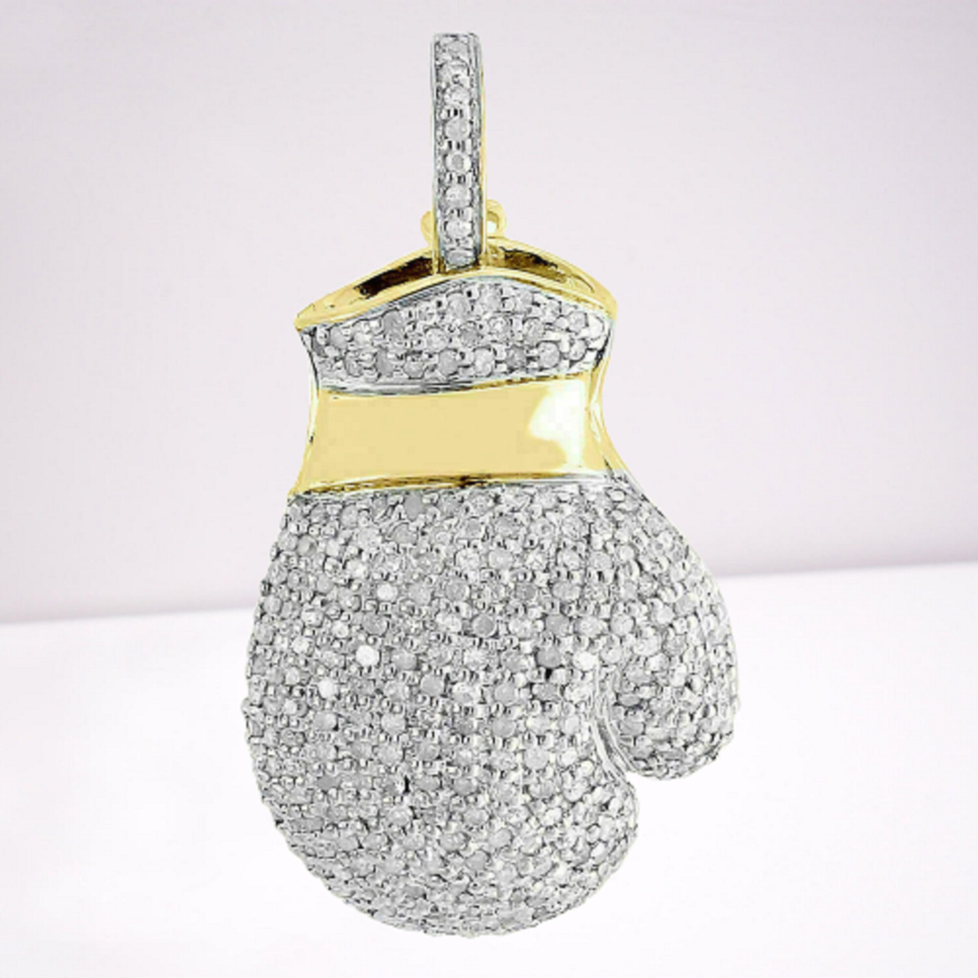 Fully Iced Diamond /Boxing Gloves Pendant / 1.4 Ct Round Cut Etsy